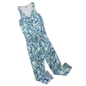 Lilly Pulitzer Paulina Jumpsuit Stretch Knit in Blue and Turquoise Women's Sz S